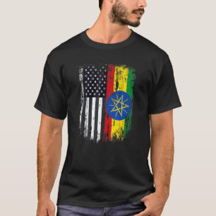 Duel Flag Ethiopia and American duel citizen T-Shirt