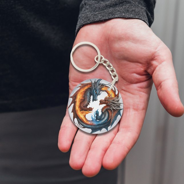 Duel of Elements: Fire & Ice Dragon Keychain (Creator Uploaded)