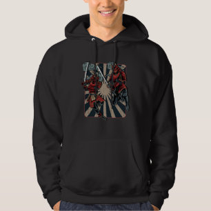 Dueling Samurai Retro Vintage Japanese ArtArtwork Hoodie