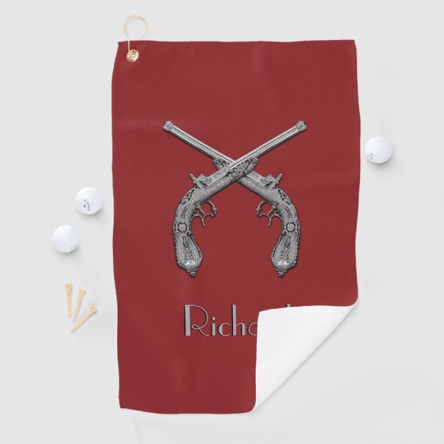 Duelling Antique Guns Personalised Golf Towel (InSitu)