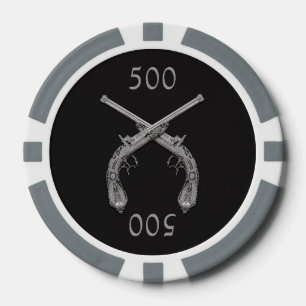 Duelling Pistols Silver and Black Poker Chips
