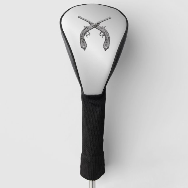 Duelling Pistols Silver Golf Head Cover (Front)