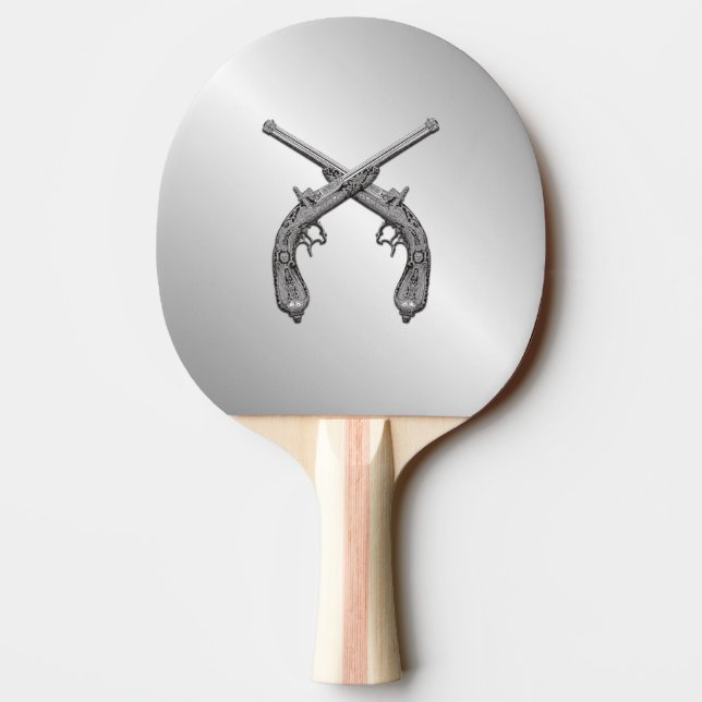 Duelling Pistols Silver Ping Pong Paddle (Back)