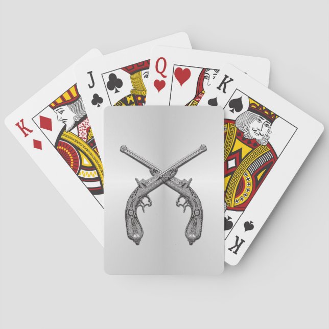 Duelling Pistols Silver Playing Cards (Back)