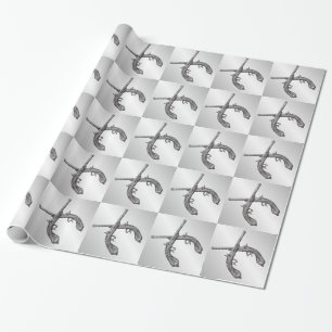 Duelling Pistols Silver Wrapping Paper