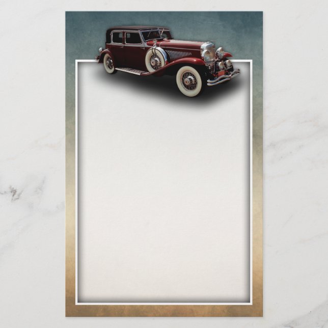 Duesenberg (Duesy) Model J Classic Car Stationery (Front)