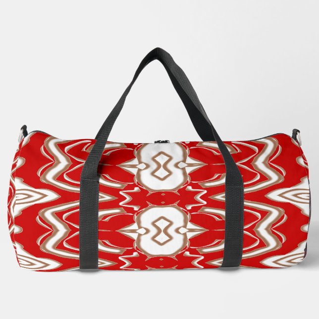 Duffel Bag, A modern red & white stylish pattern  Duffle Bag (Front)