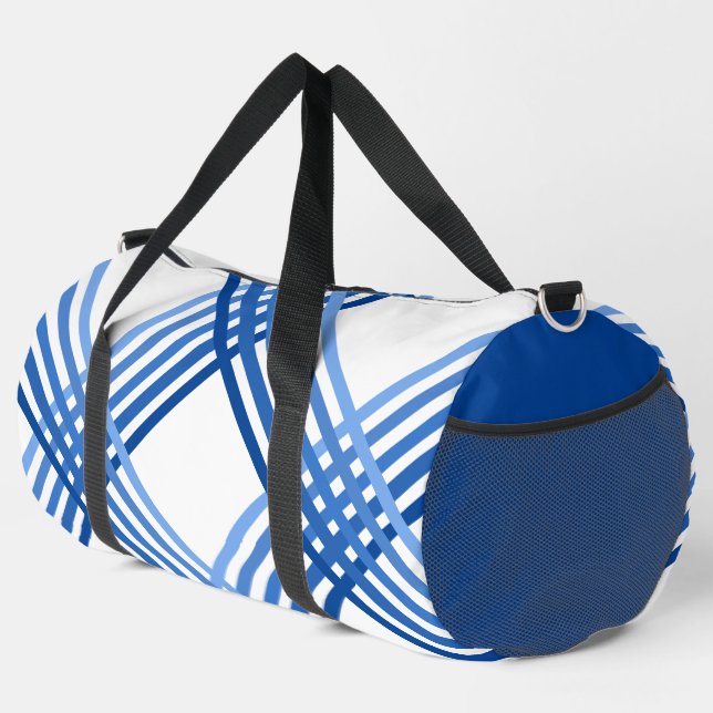 Duffel Bag - Blue Stripes Crossed Diagonally (Right Corner)