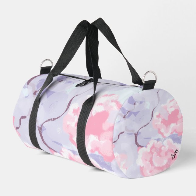 Duffel Bag : Pink Roses Winters Frost . (Left Corner)