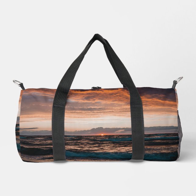 Duffle bag with ocean beach waves image (Front)