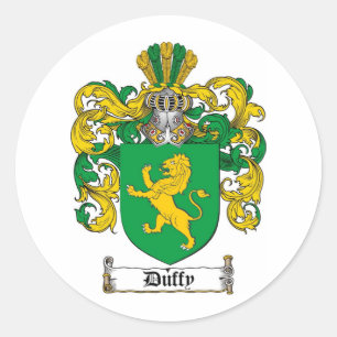 DUFFY FAMILY CREST -  DUFFY COAT OF ARMS CLASSIC ROUND STICKER