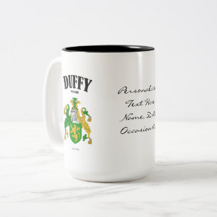 Duffy Family Crest, Translation & Meaning Two-Tone Coffee Mug