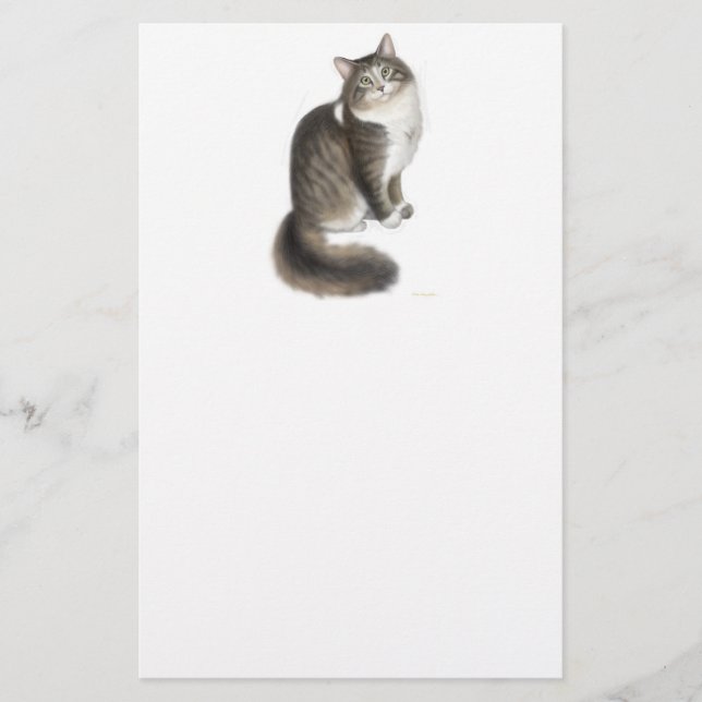Duffy the Maine Coon Cat Stationery (Front)