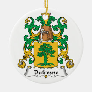 Dufresne Family Crest Ceramic Tree Decoration