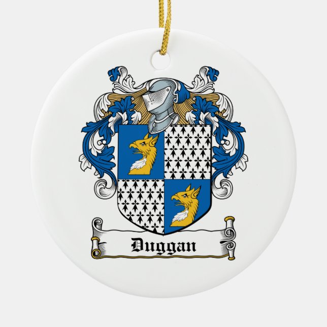 Duggan Family Crest Ceramic Tree Decoration (Front)