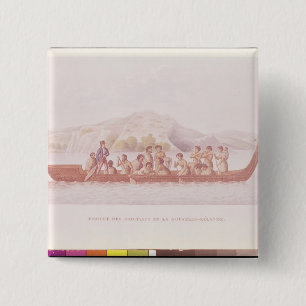 Dugout canoe piloted by natives of New Zealand 15 Cm Square Badge