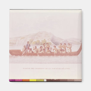 Dugout canoe piloted by natives of New Zealand Magnet