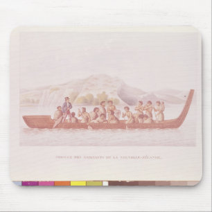 Dugout canoe piloted by natives of New Zealand Mouse Mat