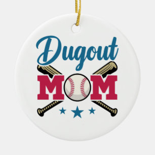 Dugout Mum Baseball Parent T-Ball Tee Ball Ceramic Tree Decoration