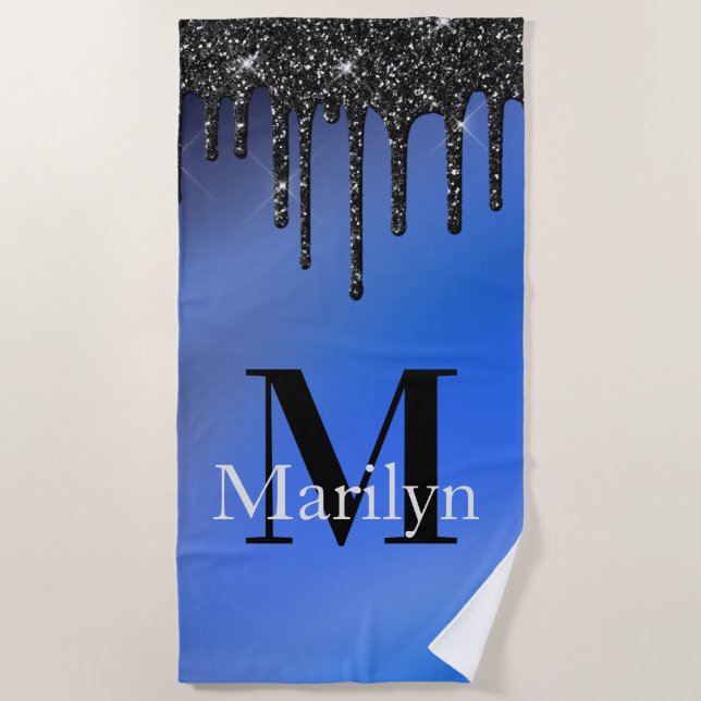 DUKE BLUE AND GLITTER BEACH TOWEL (Front)