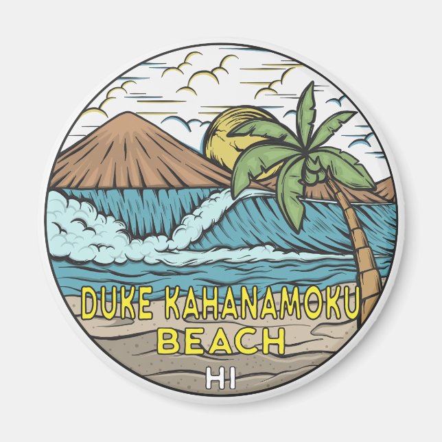 Duke Kahanamoku Beach Hawaii Vintage  Magnet (Front)