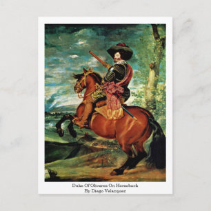 Duke Of Olivares On Horseback By Diego Velazquez Postcard