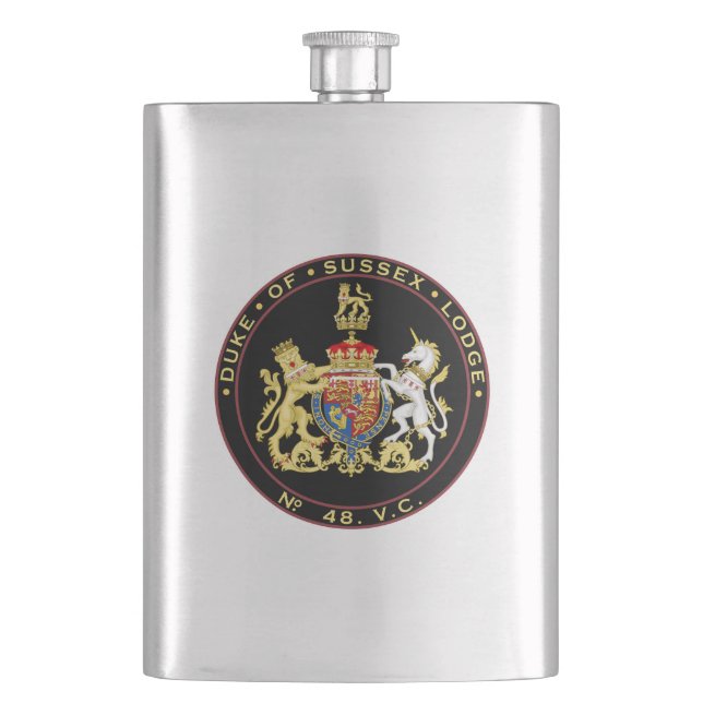 Duke of Sussex No. 48 Lodge Hip Flask (Front)