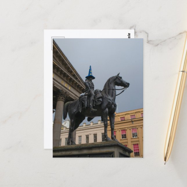 Duke of Wellington Statue, Glasgow Postcard (Front/Back In Situ)
