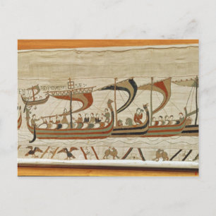 Duke William and his fleet cross the Channel Postcard
