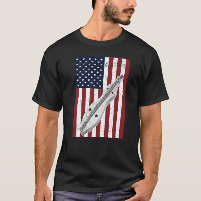 Dulcimer American Flag Us Vintage T-Shirt (Front)