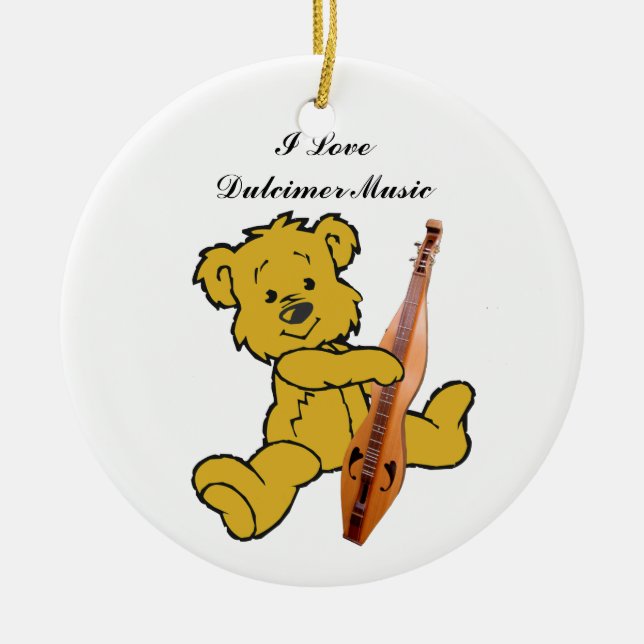 DULCIMER BEAR-ORNAMENT CERAMIC TREE DECORATION (Front)