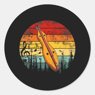 Dulcimer Lovers Guitar Retro Dulcimer Funny Classic Round Sticker