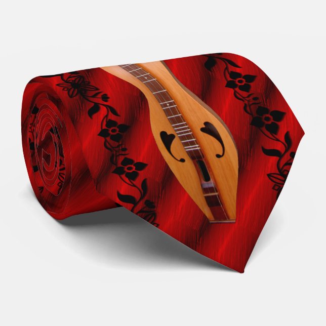 DULCIMER--VINE ON RUBY RED TIE (Rolled)