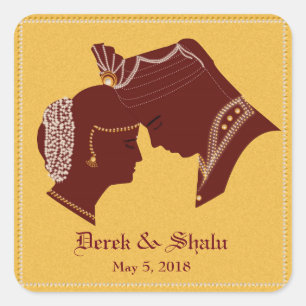 Dulha-Dulhan Indian Wedding label/sticker Square Sticker