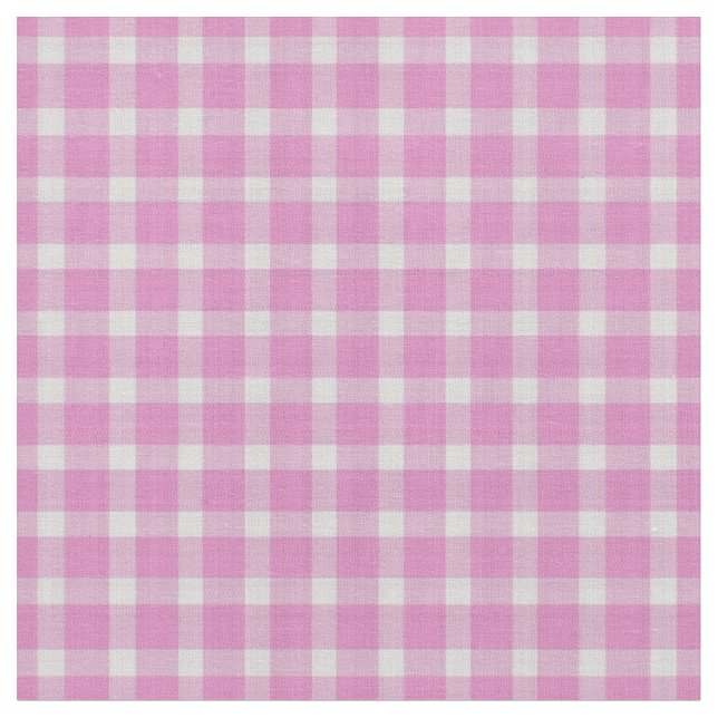 Dull Pink Checkered Plaid gingham Fabric (Close Up)