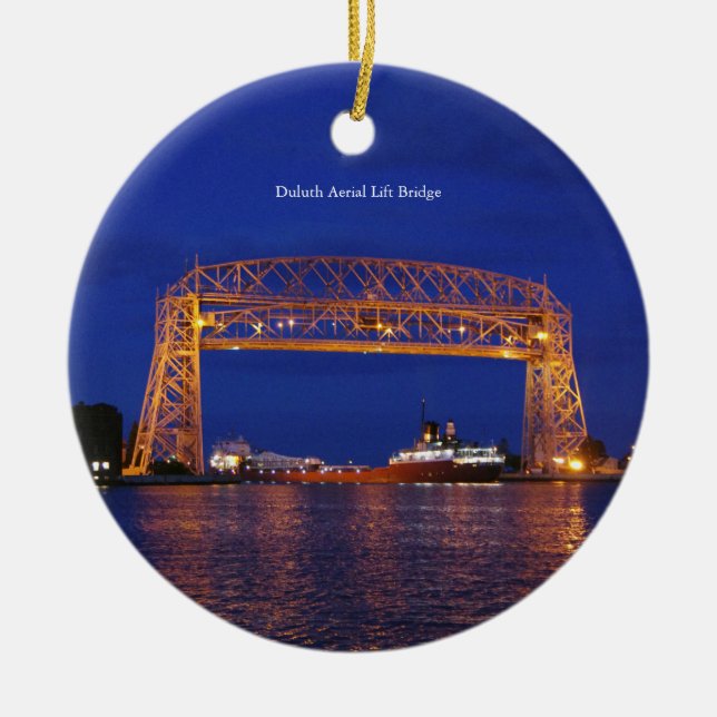 Duluth Aerial Lift Bridge & John G. Munson Ceramic Tree Decoration (Front)