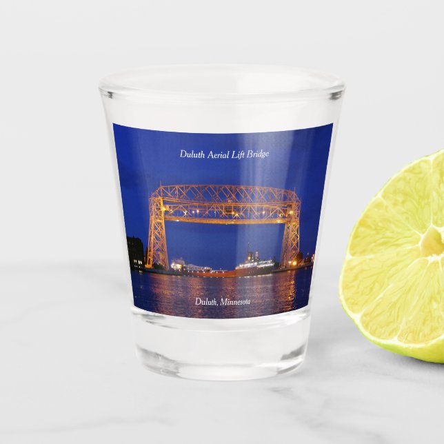 Duluth Aerial Lift Bridge & John G. Munson Shot Glass (Front)
