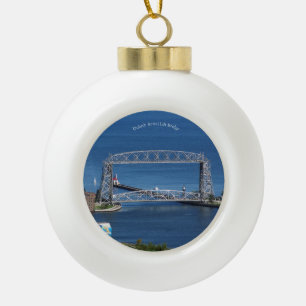 Duluth Aerial Lift Bridge snowflake or Ceramic Ball Christmas Ornament