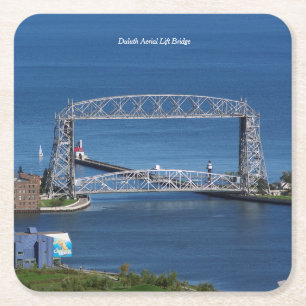 Duluth Aerial Lift Bridge Square Paper Coaster