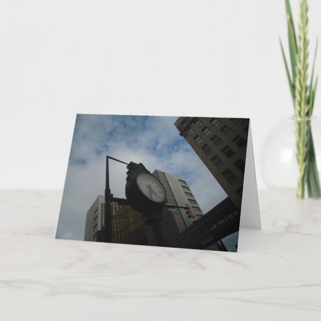 "Duluth Clock at an Angle" Birthday Card (Front)