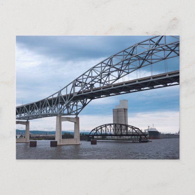 Duluth Harbour Bridges on Lake Superior Postcard (Front)