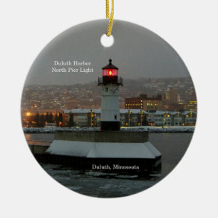 Duluth Harbour North Pier Light circle ornament