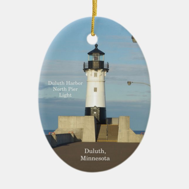 Duluth Harbour North Pier Light oval ornament (Front)