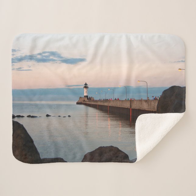 Duluth Harbour North Pier Light sherpa blanket (Front (Horizontal))