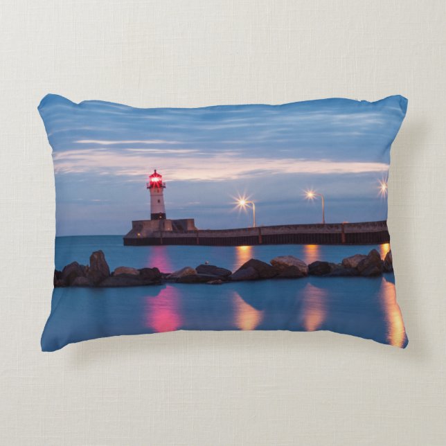 Duluth Lighthouse at Sunrise Decorative Cushion (Front)