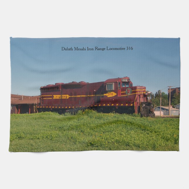 Duluth Mesabi Iron Range Locomotive 316 Tea Towel (Horizontal)