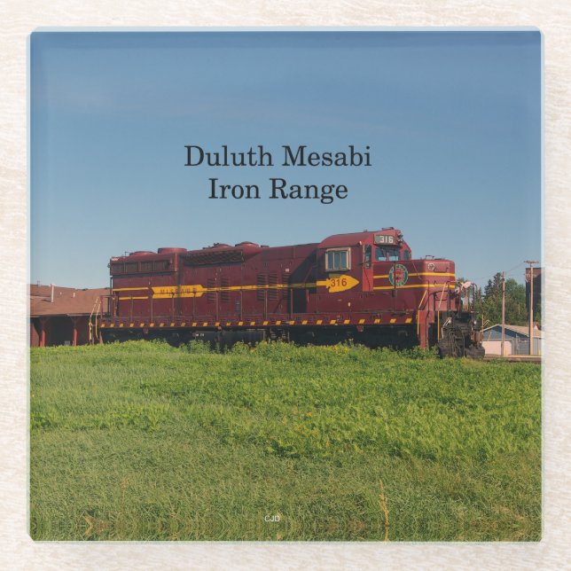 Duluth Mesabi Iron Range Locomotive glass coaster (Front)