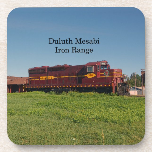 Duluth Mesabi IronRange Locomotive plastic coaster (Front)