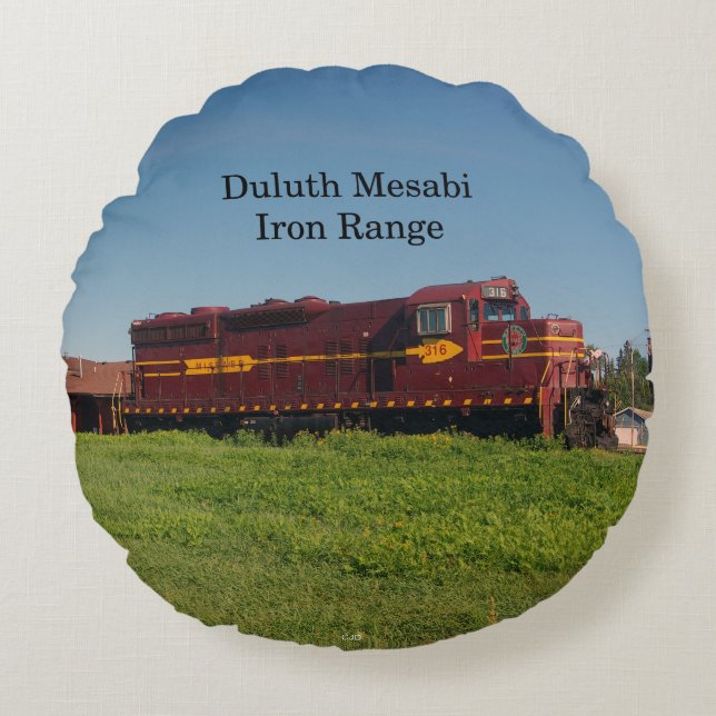 Duluth Mesabi Locomotive 316 round pillow (Front)