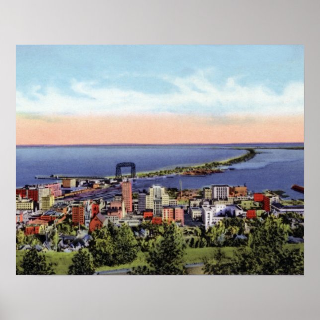 Duluth Minnesota Birdseye View from Skyline Drive Poster (Front)